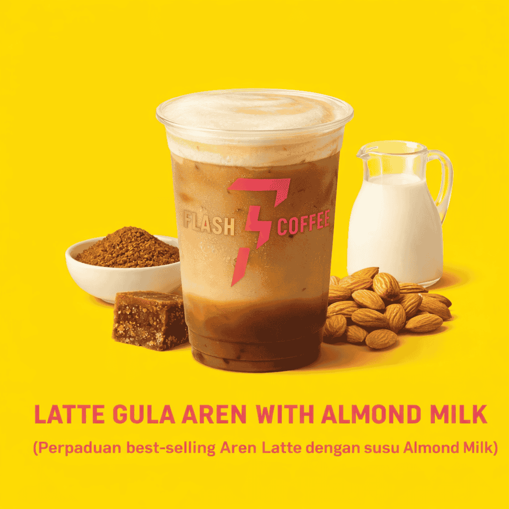 Latte Gula Aren with Almond Milk Flash Coffee